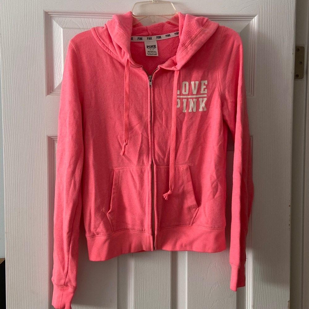 Pink woman’s zip up hoodie small